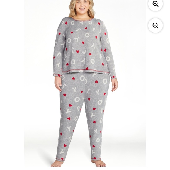 Joyspun Other - Joyspun Women’s Heather Gray 2 PC Pajama Set W/Hearts Size Large NWT